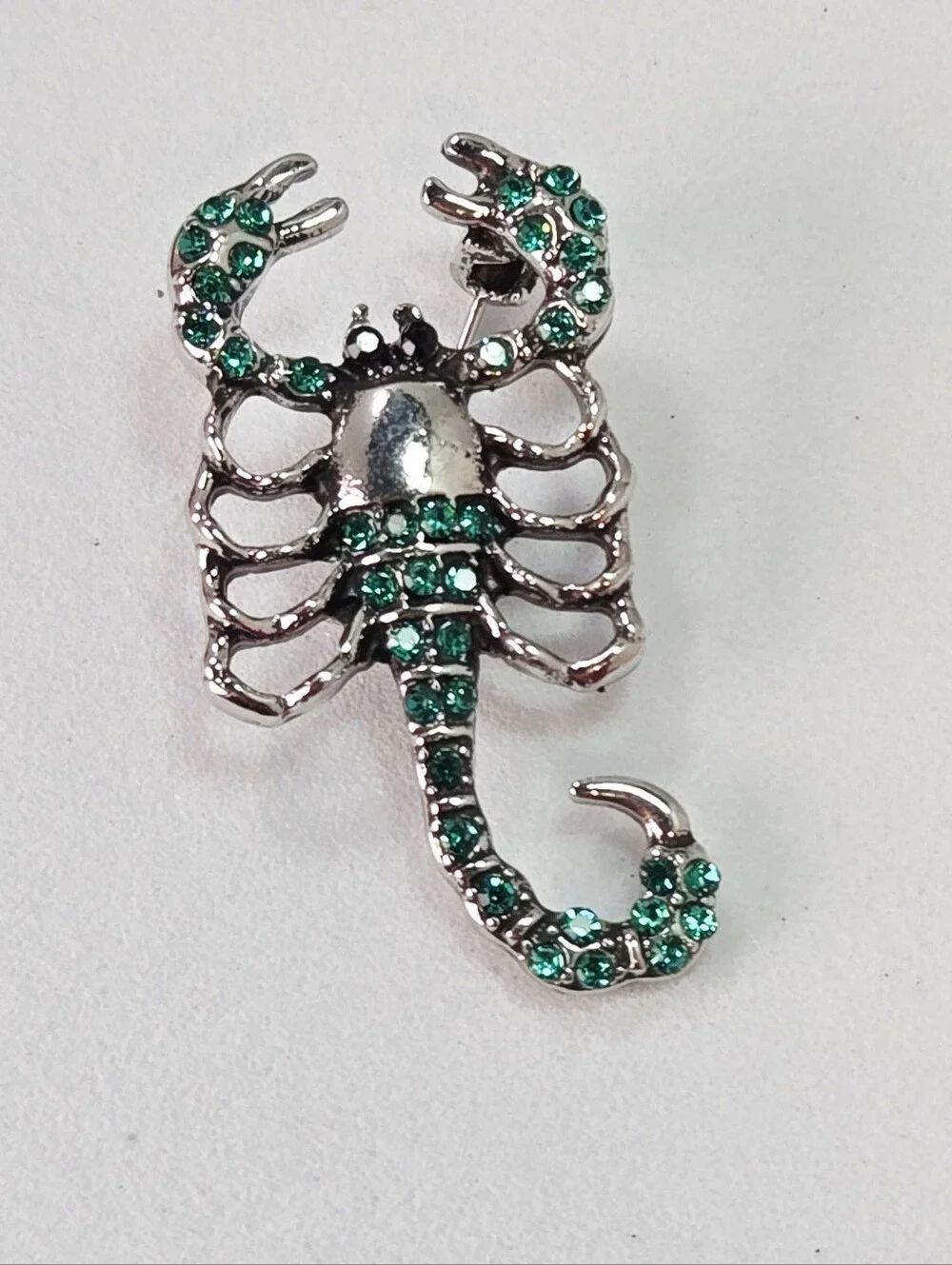 Green Scorpio Brooch Zodiac Scorpion Pin Emerald Rhinestone Astrology Jewelry